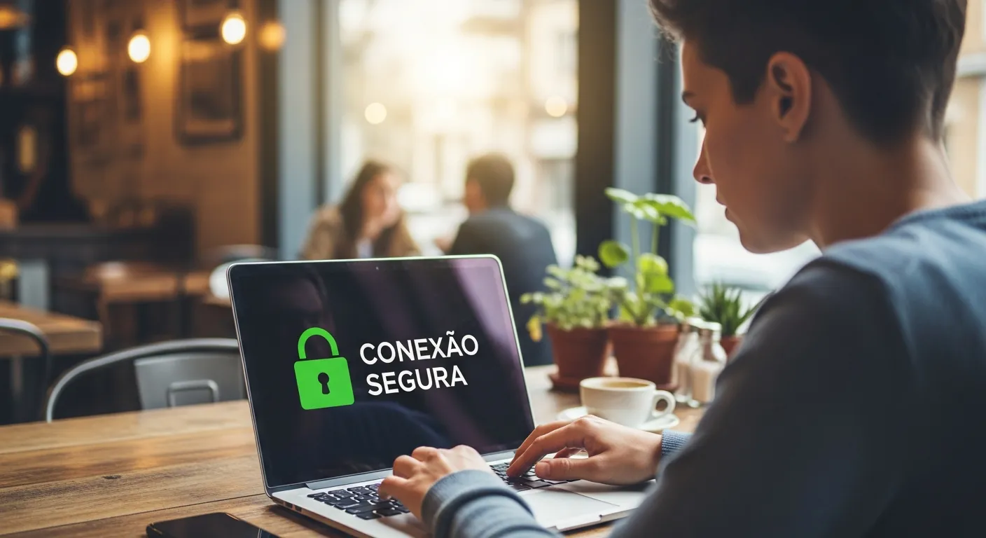 Profissional em trabalho remoto usando VPN