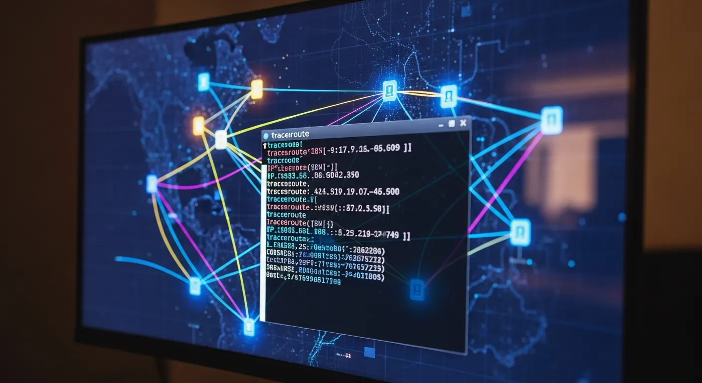 Mapa de roteamento de rede no terminal