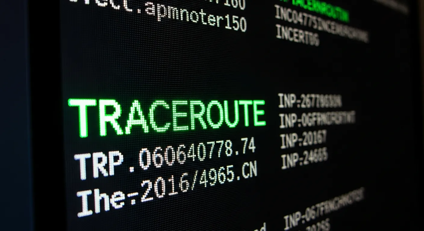 Terminal de comando executando traceroute