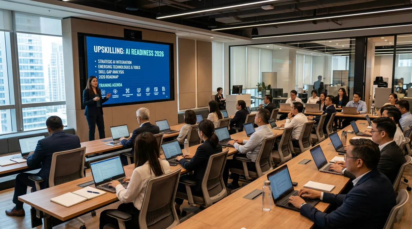 Treinamento corporativo sobre fluência em IA e upskilling