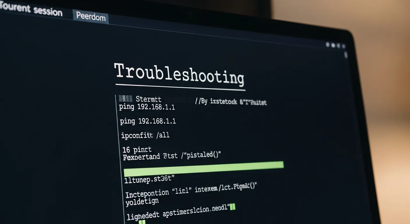 Tela de computador mostrando comandos de rede