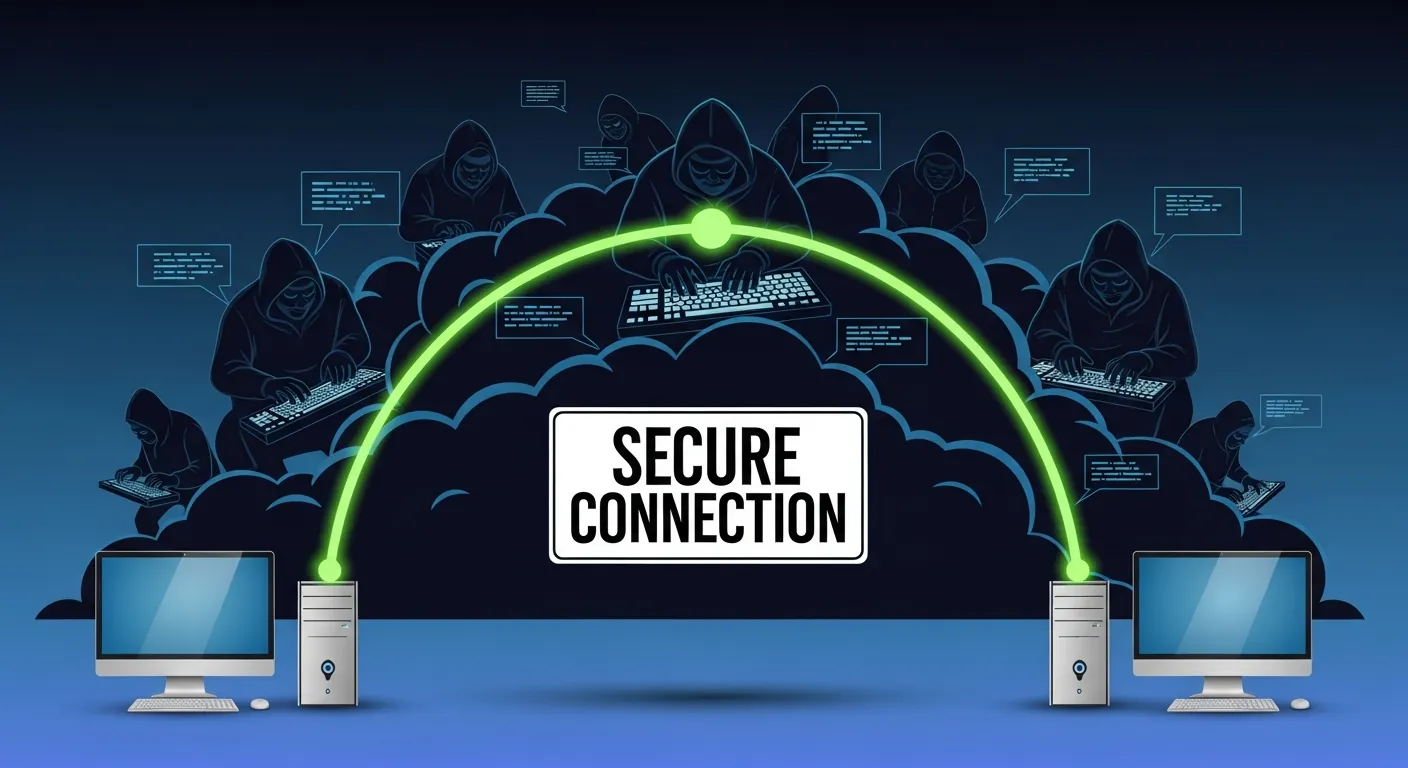 Diagrama de túnel VPN criptografando dados