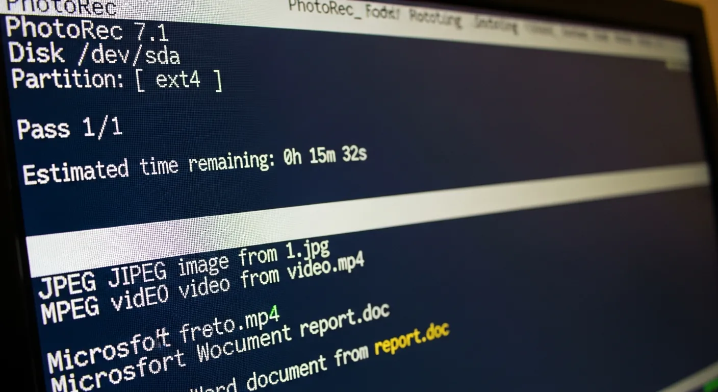 Alt Text: Tutorial prático de uso do software PhotoRec para fotos