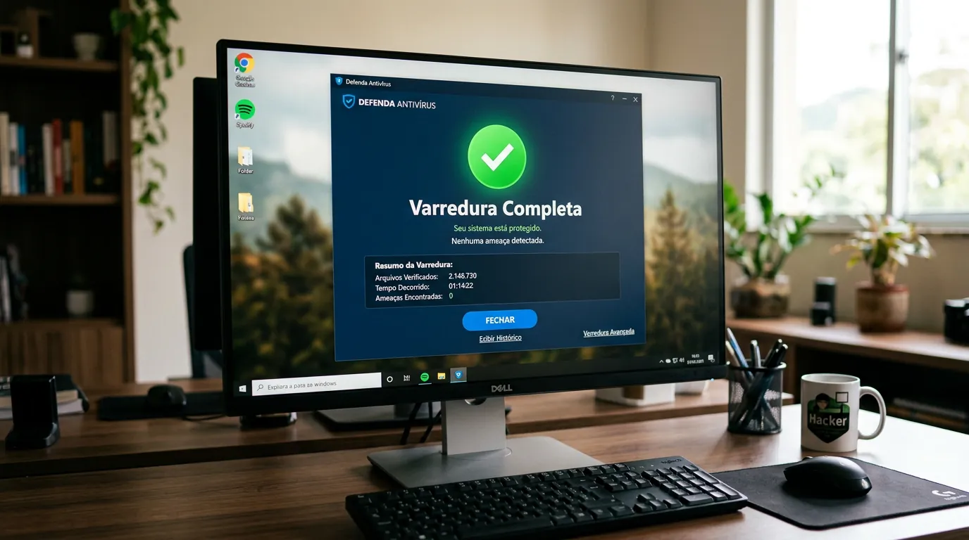 Tela de antivírus finalizando varredura