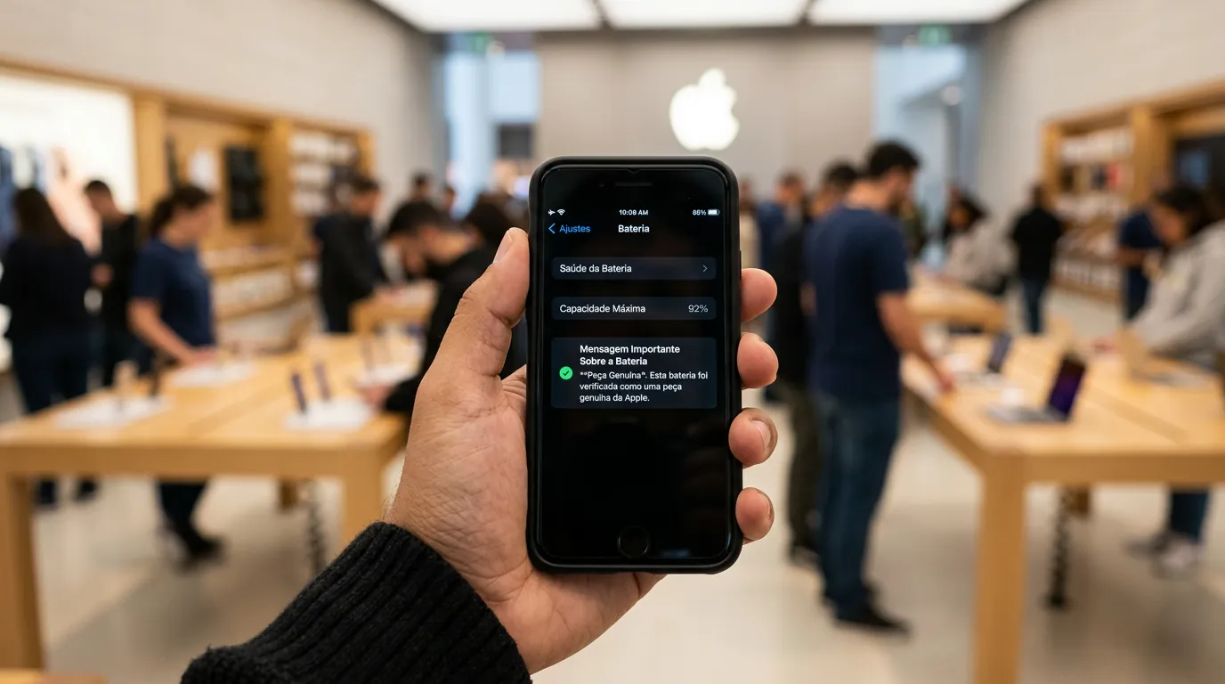 Verificação de saúde da bateria e histórico de peças genuínas no iPhone