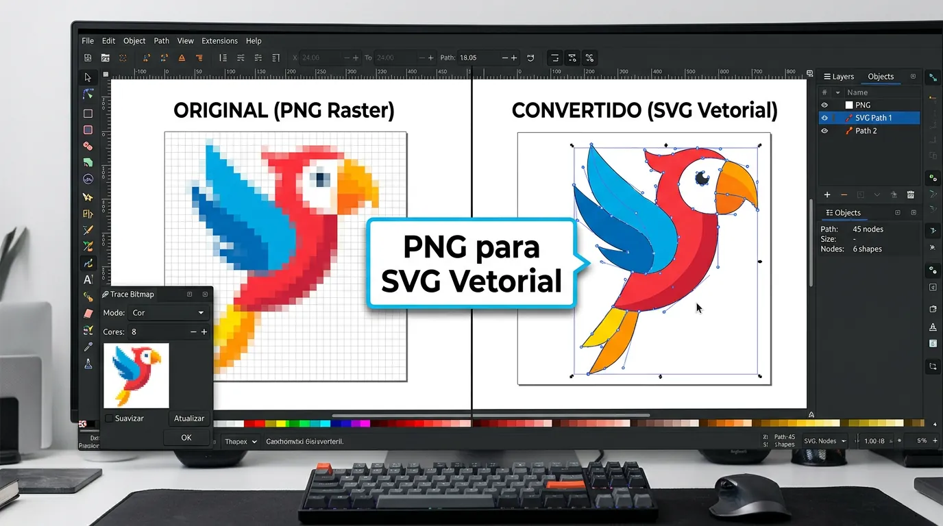 Passo a passo para vetorizar logo criado por IA gratuitamente no Inkscape
