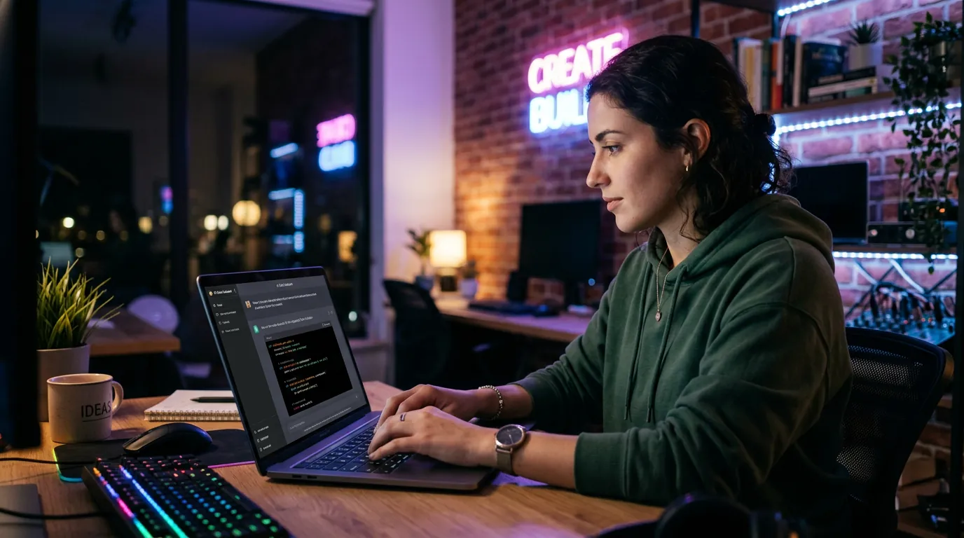 Desenvolvedor utilizando IA para criar aplicativos via vibe coding