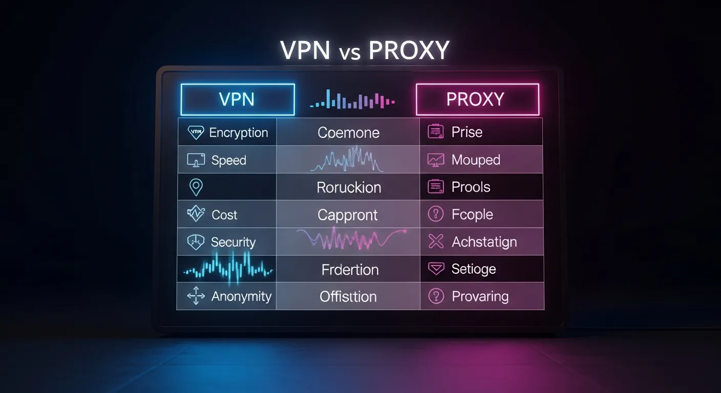 Comparação visual VPN e Proxy