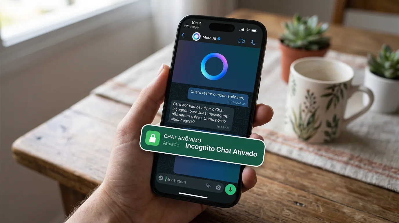 Tela do WhatsApp com Meta AI em modo anônimo