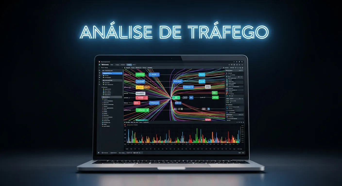 Interface do Wireshark capturando pacotes de rede em tempo real