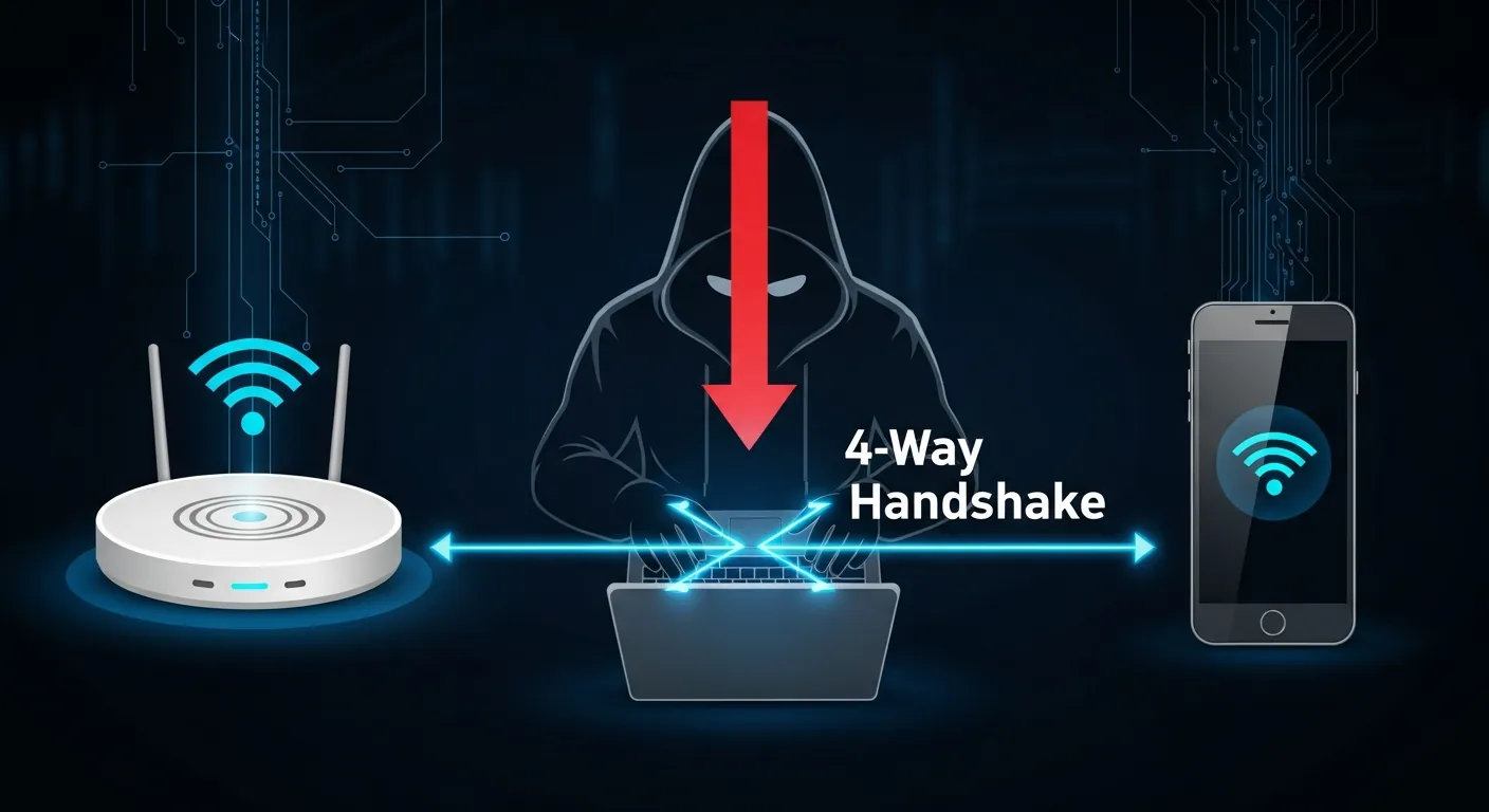 Diagrama do ataque de captura de handshake WPA2