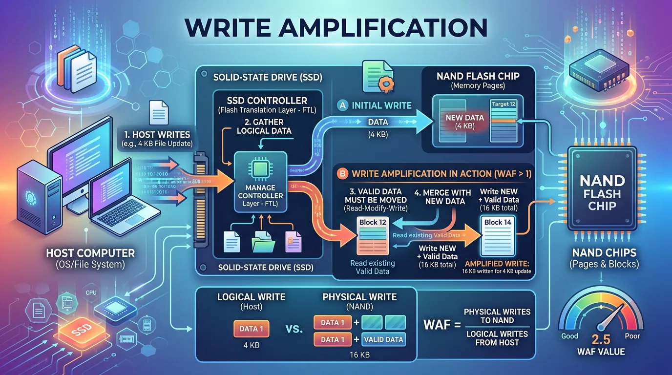 Esquema visual do Fator de Amplificação de Gravação WAF