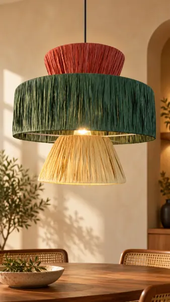 Multicolour Woven Pendant Ceiling Light