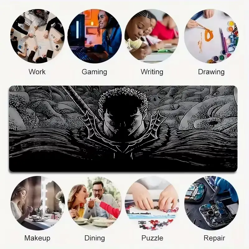 Berserk 60×30 cm Washable Non-Slip Rubber Mousepad mousepads view 5