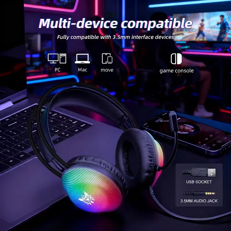 Onikuma X29 Wired RGB Gaming Headset headsets-audio view 2