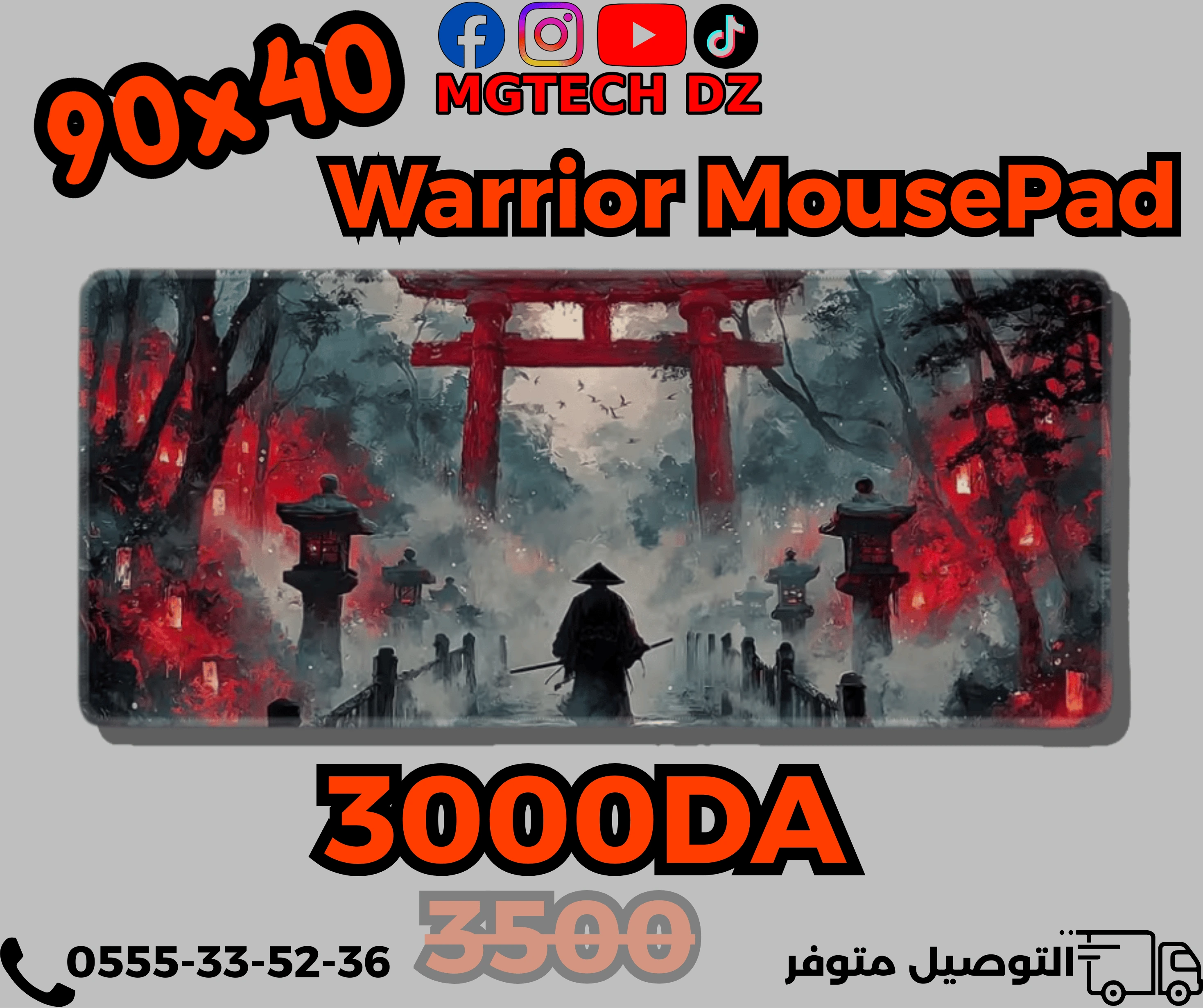 Warrior 90×40 cm Washable Polyester Mousepad mousepads