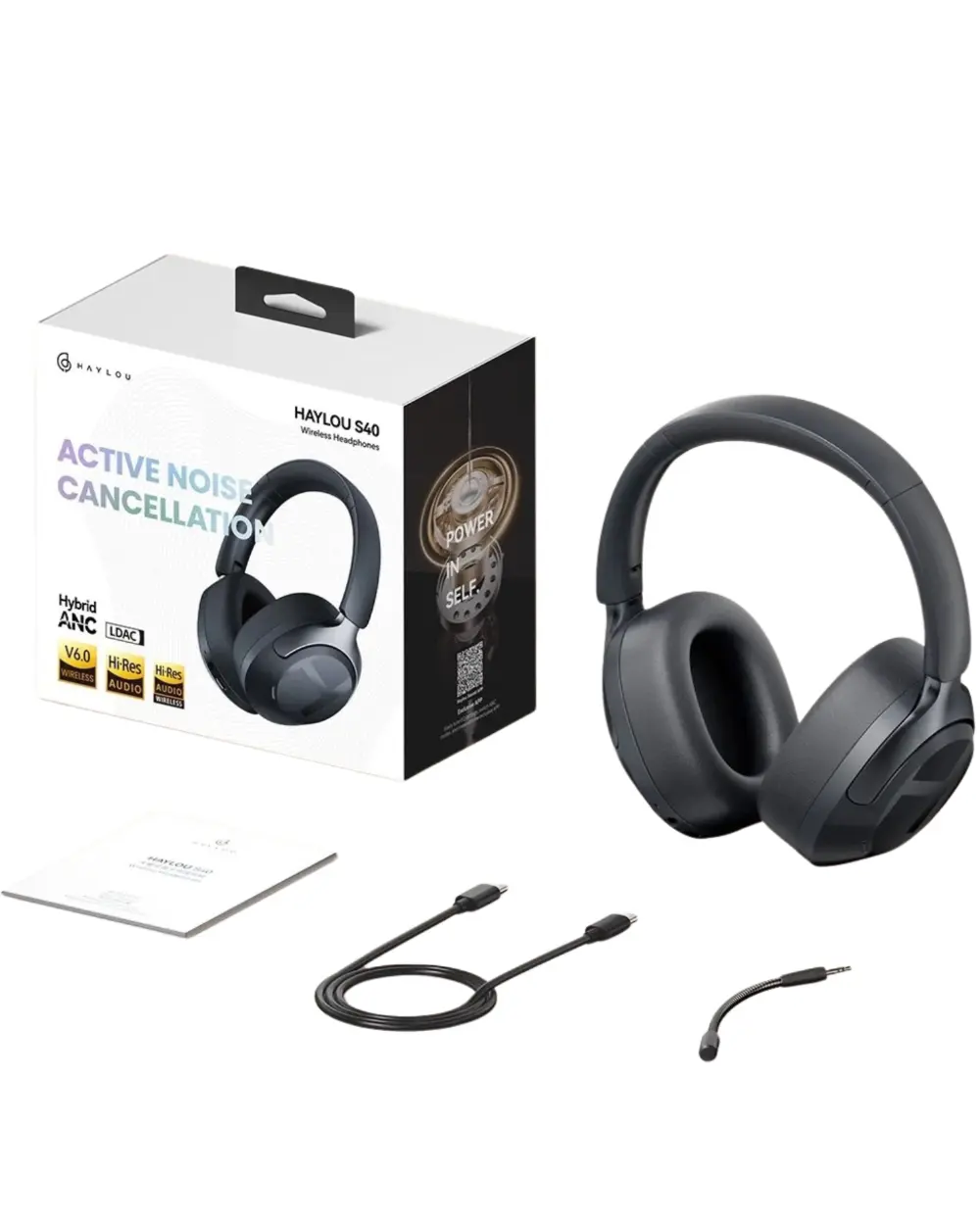 HAYLOU S40 ANC Wireless Headphone – 50dB Noise Canceling, LDAC, Bluetooth 6.0, 90H Playtime headsets-audio view 6