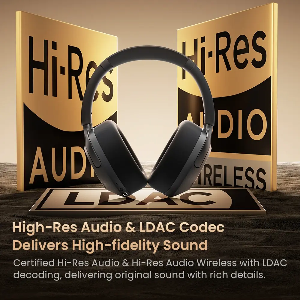 HAYLOU S40 ANC Wireless Headphone – 50dB Noise Canceling, LDAC, Bluetooth 6.0, 90H Playtime headsets-audio view 4