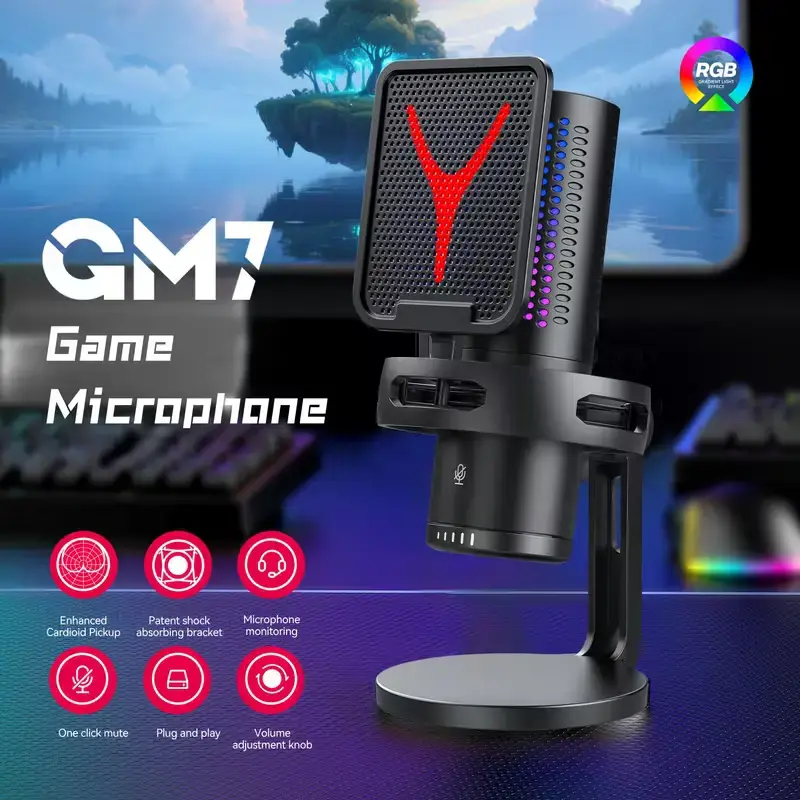 Yanmai GM7 USB Gaming Microphone RGB Cardioid for PC & Console headsets-audio view 2