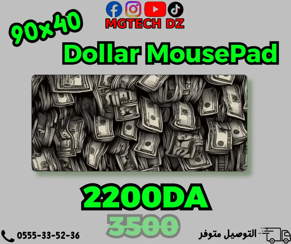 Dollar XXL Gaming Mouse Pad 90x40cm – Extended Desk Mat with Smooth Washable Polyester Surface mousepads