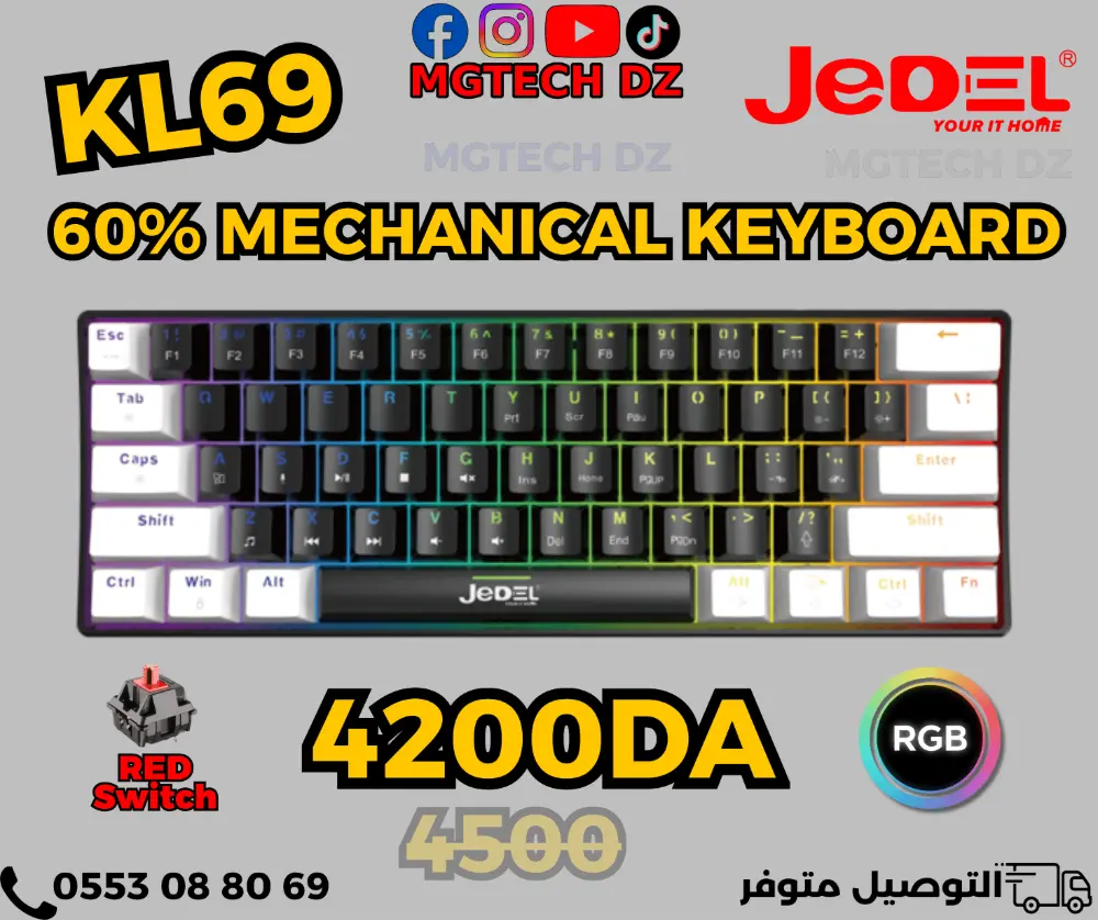 JEDEL KL 69 Red Switch Mechanical Gaming Keyboard RGB mechanical-keyboards