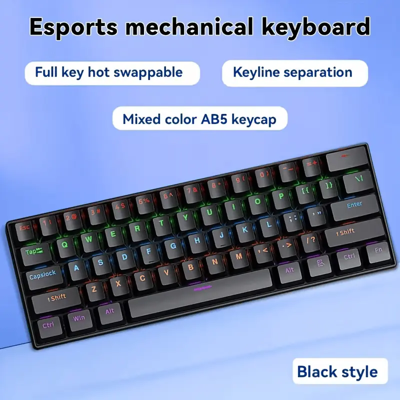 NK61 Mechanical Keyboard 60% Red Switch RGB Compact Gaming Keyboard mechanical-keyboards view 6