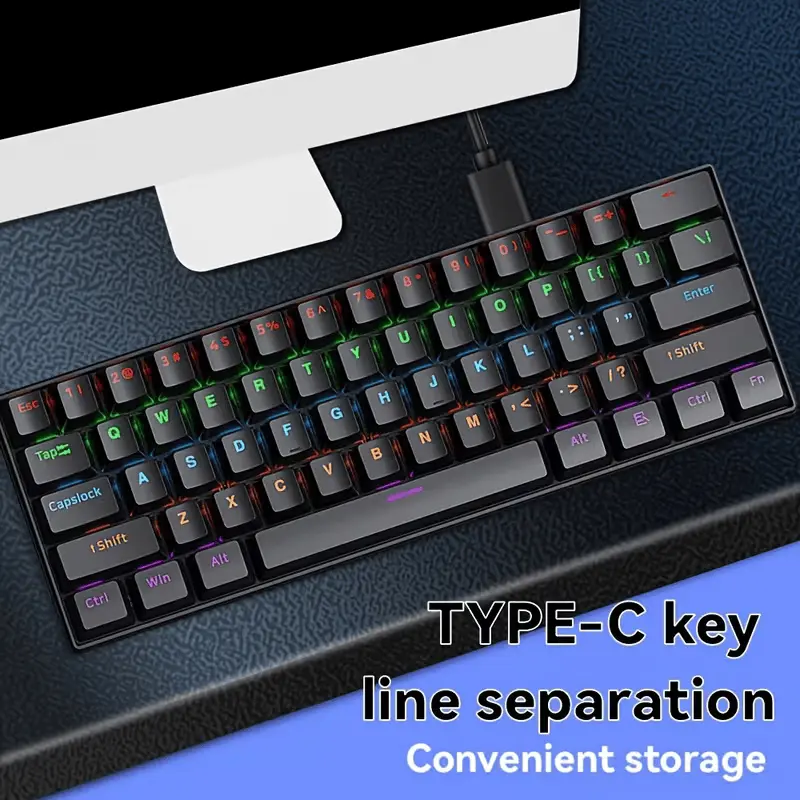 NK61 Mechanical Keyboard 60% Red Switch RGB Compact Gaming Keyboard mechanical-keyboards view 3