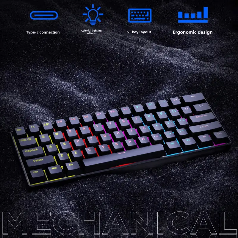 NK61 Mechanical Keyboard 60% Red Switch RGB Compact Gaming Keyboard mechanical-keyboards view 5