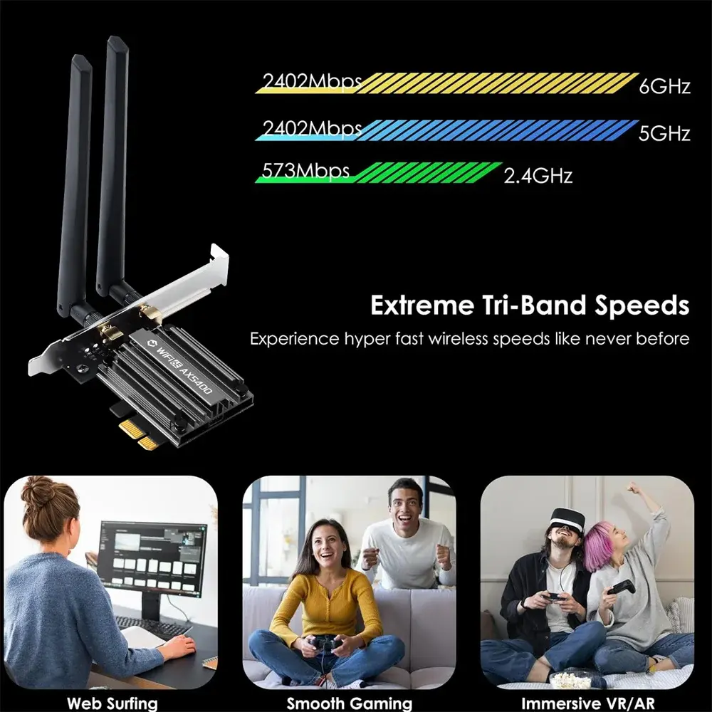 Fenvi AX5400 WiFi 6E PCIe Card 5400Mbps Tri-Band Adapter with Bluetooth networking-accessories view 3