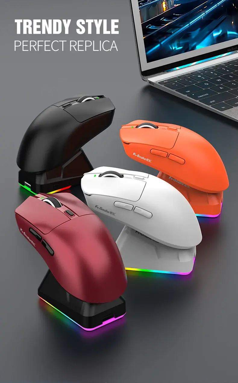 K-Snake X11 Wireless Gaming Mouse with RGB Magnetic Charging Dock - PAW3311 Sensor, 12000 DPI, Tri-Mode Connectivity mouse-gaming view 9