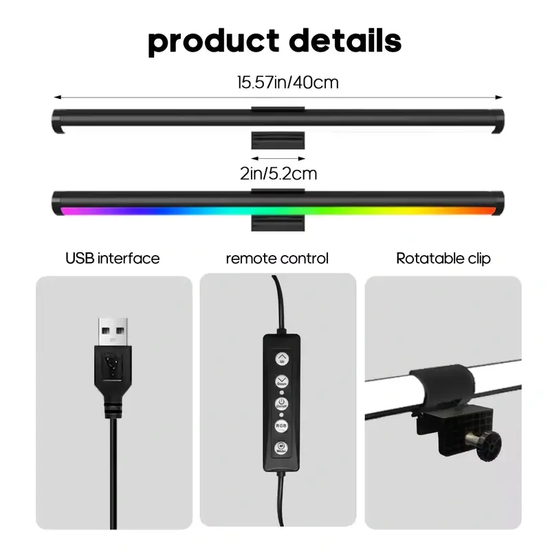 RGB Monitor Light with Adjustable Brightness and USB Power setup-accessories view 6