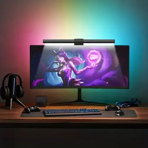 double RGB MONITOR LIGHT Computer Desk Lamp with Adjustable Backlight and USB Power setup-accessories view 2