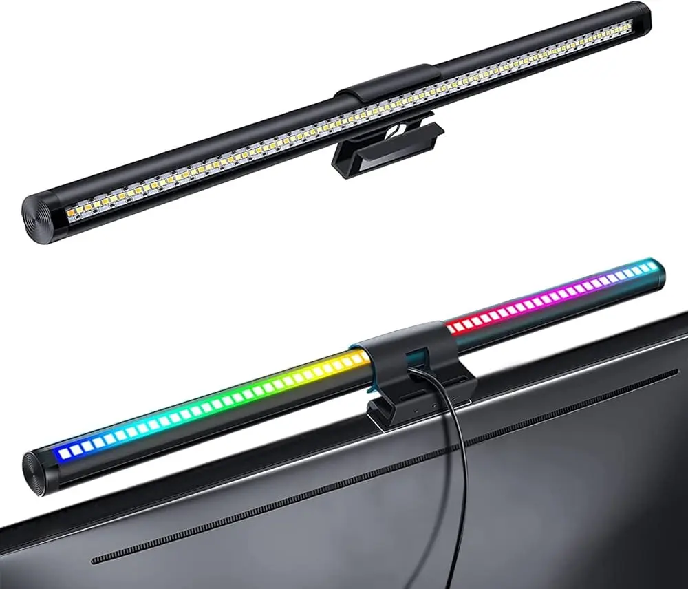 double RGB MONITOR LIGHT Computer Desk Lamp with Adjustable Backlight and USB Power setup-accessories view 4