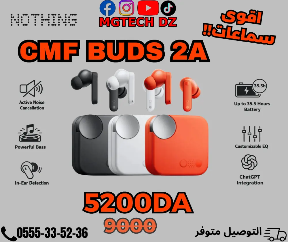 CMF by Nothing Buds 2a Wireless Earbuds with ANC headsets-audio