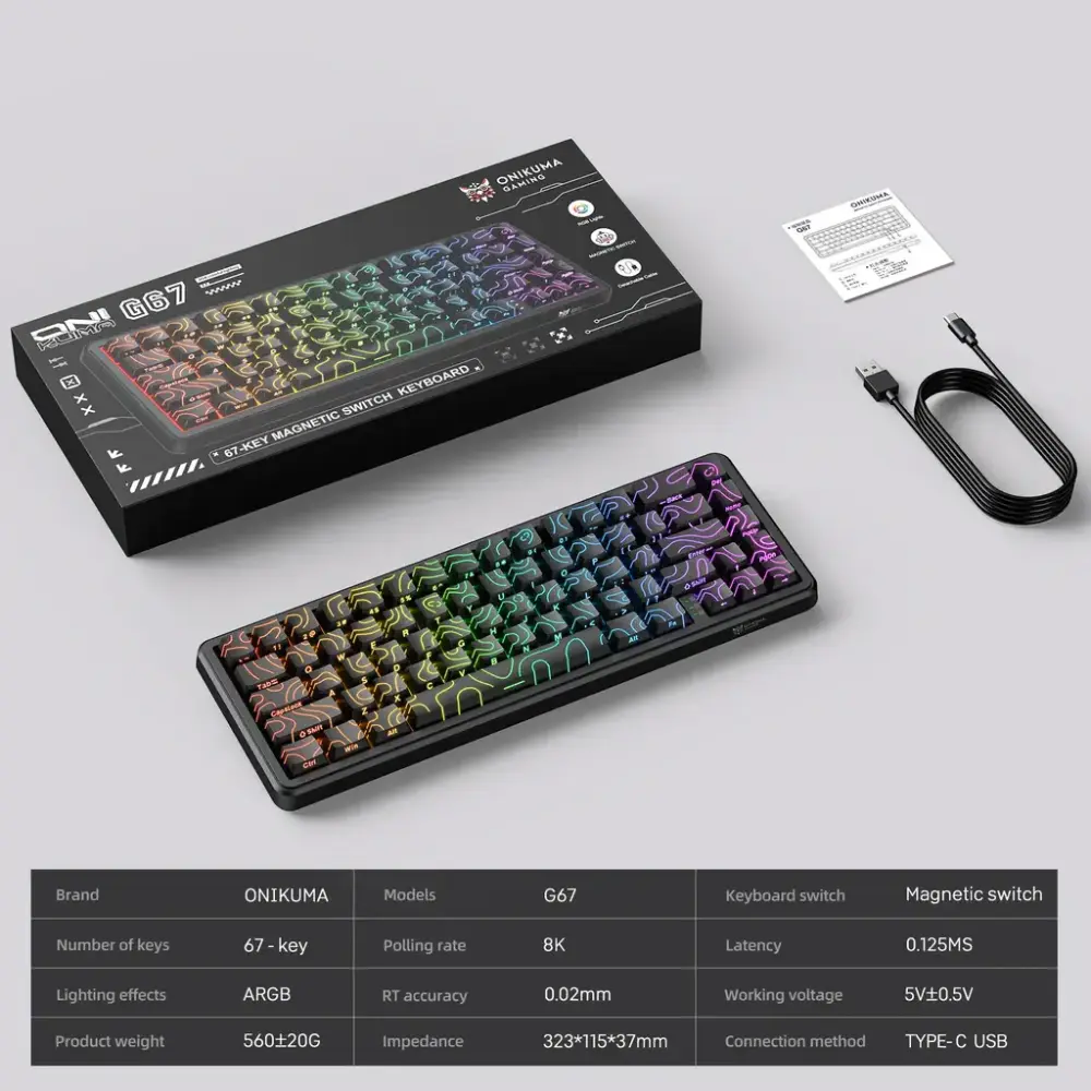 ONIKUMA G67 Magnetic Gaming Keyboard Hall Effect Switches 8000Hz ARGB mechanical-keyboards view 3