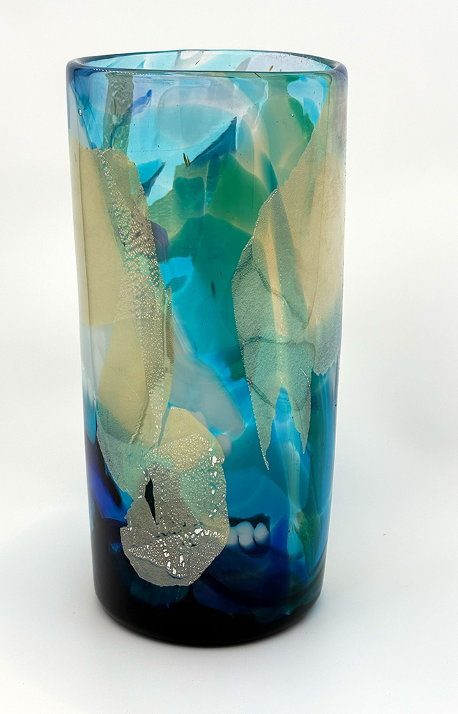 Glass-Vase-IcelandBlueWSilver