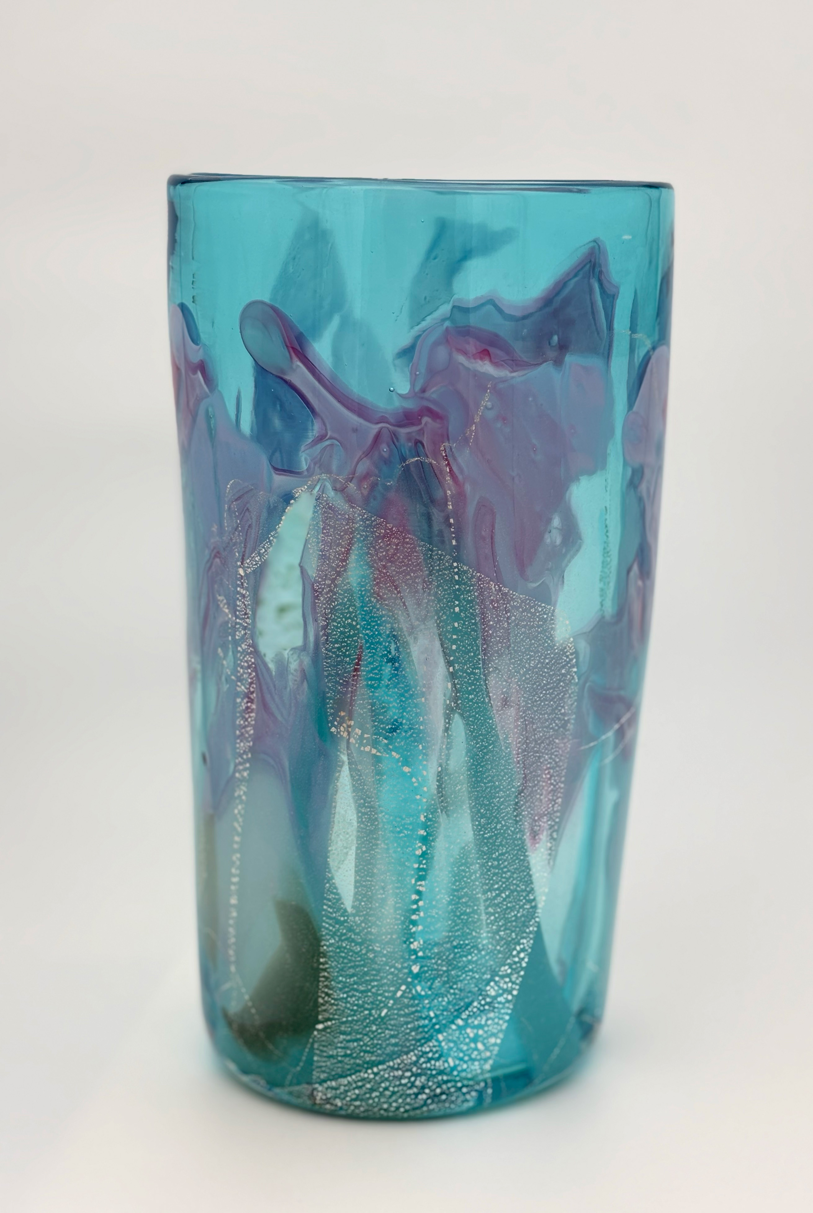 Glass-Vase-TealSilverRuby