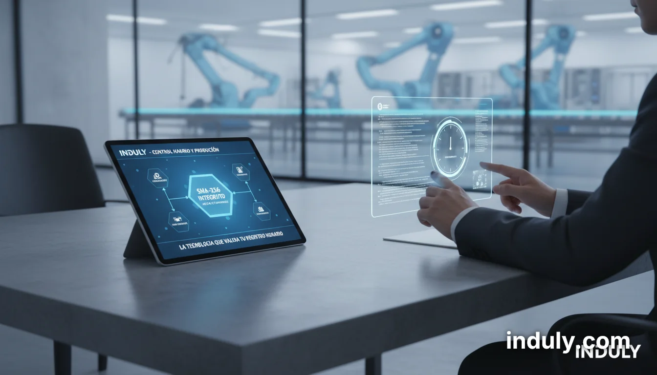 Imagen del artículo: H1: Hashing SHA-256: La tecnología que "blinda" legalmente tu Registro Horario Industrial ante la Inspección