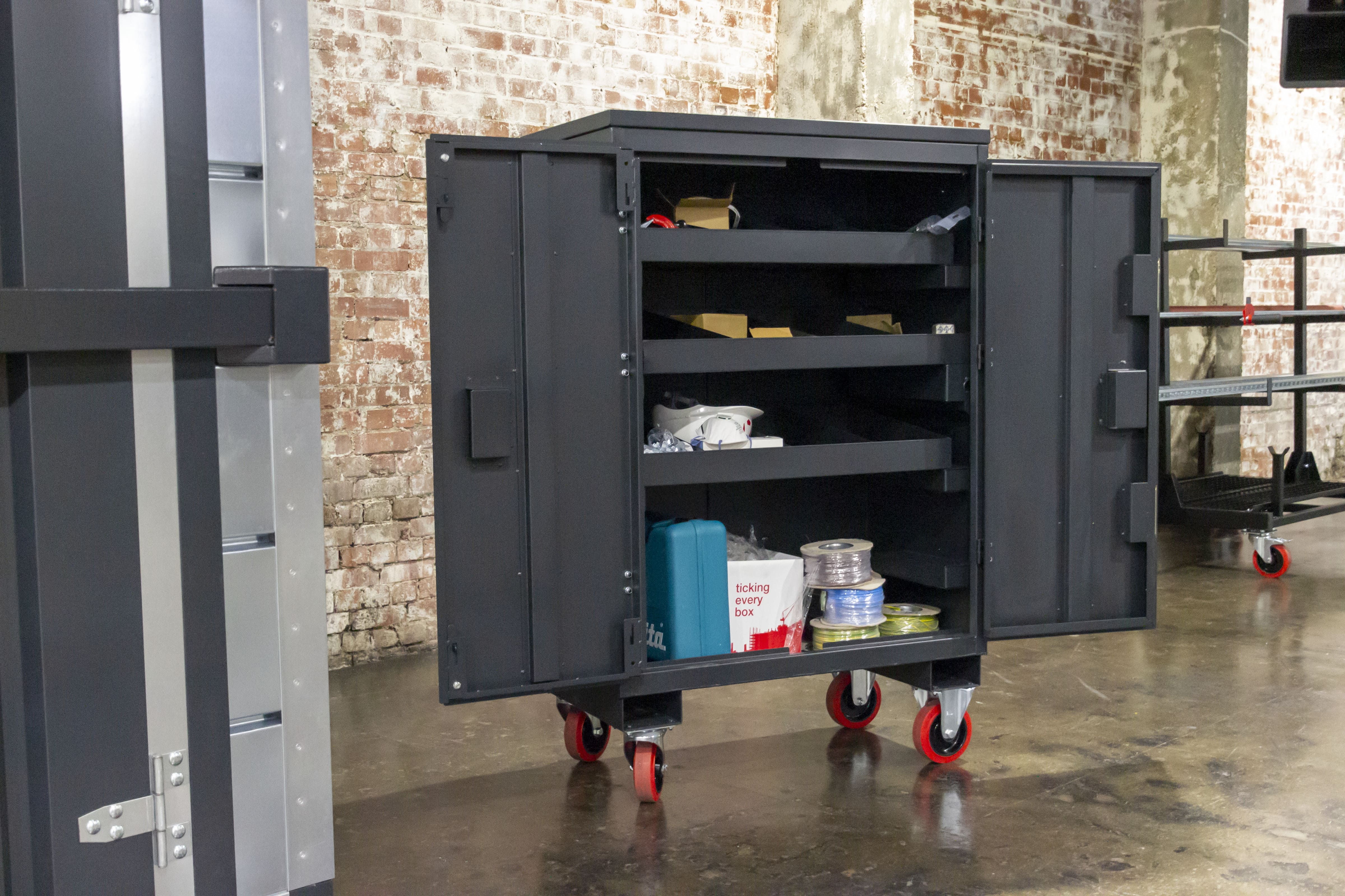 Mobile Fittings Cabinet With 10 Storage Bins 4x2x6
