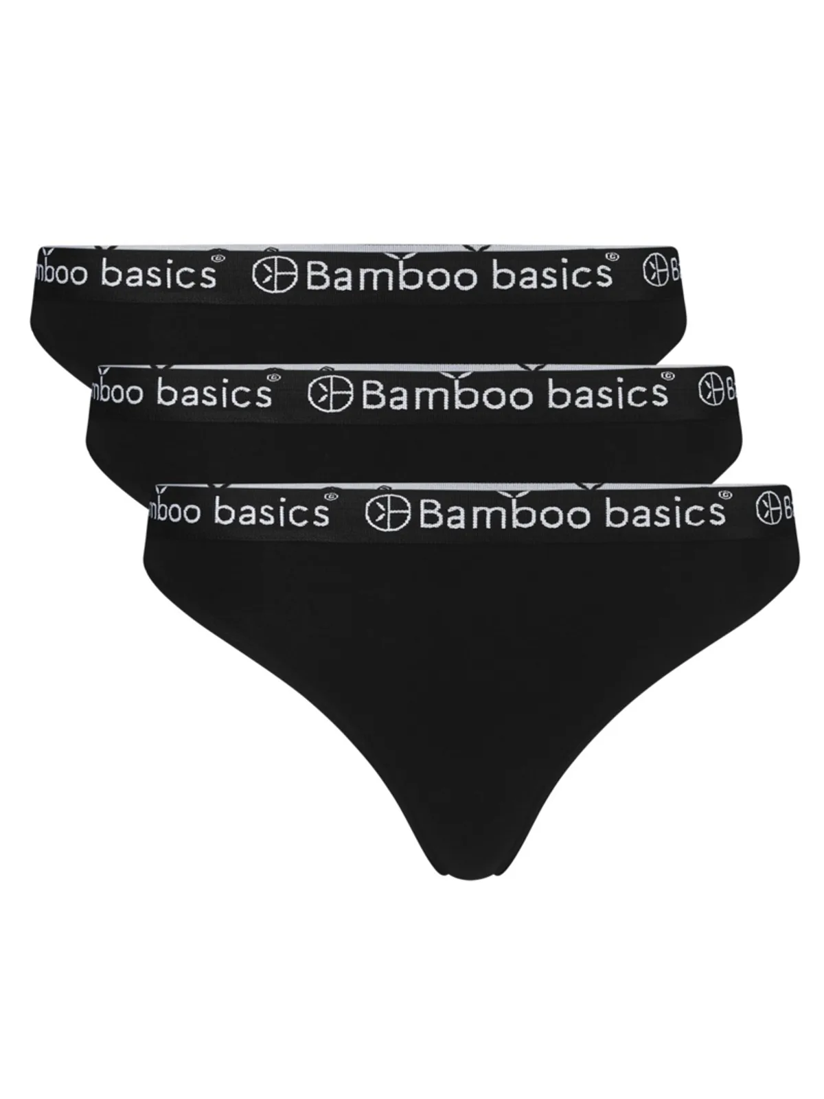 Bamboo Basics dames string Emma zwart (3-pack)