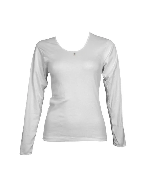 Beeren dames onderblouse katoen lange mouw wit
