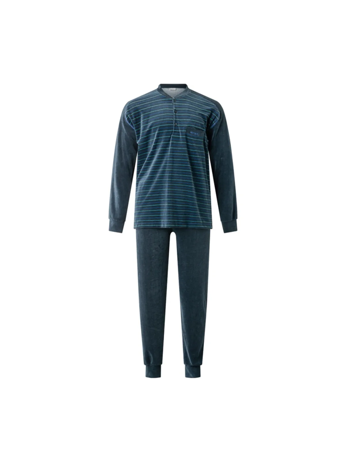 Gentlemen heren velours badstof pyjama knoopsluiting