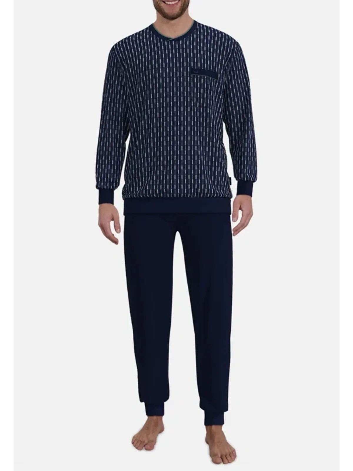 Götzburg heren tricot pyjama ronde hals afbeelding 3