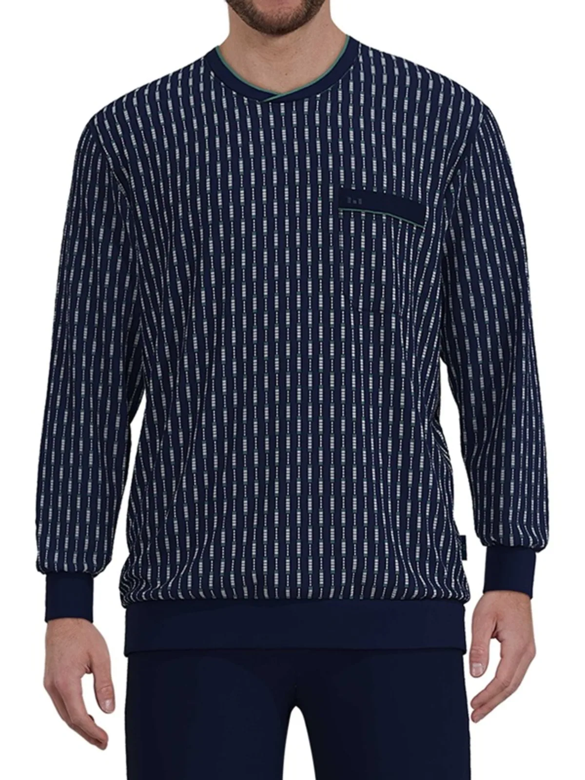 Götzburg heren tricot pyjama ronde hals afbeelding 2