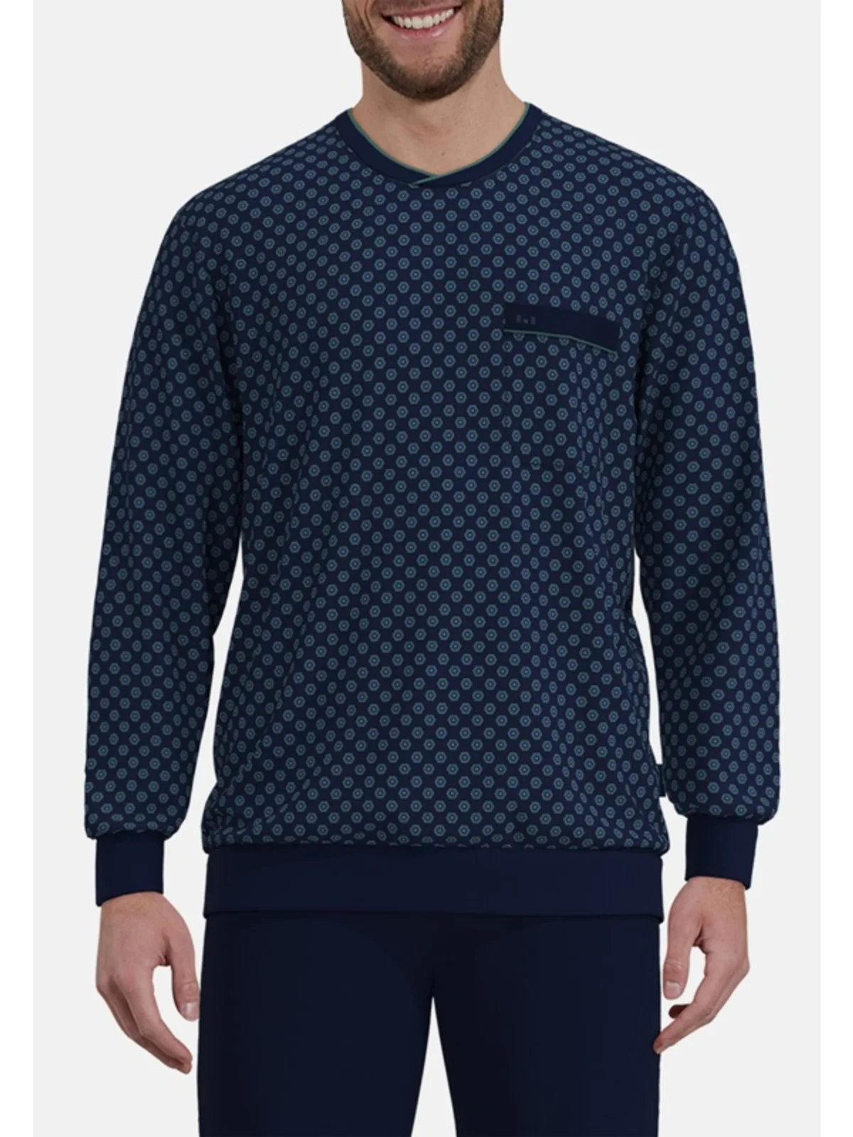 Götzburg heren tricot pyjama ronde hals afbeelding 2