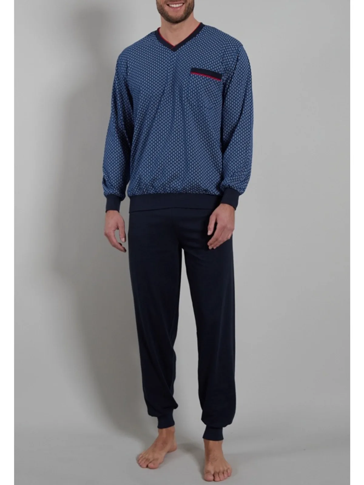 Götzburg heren tricot pyjama V-hals afbeelding 4