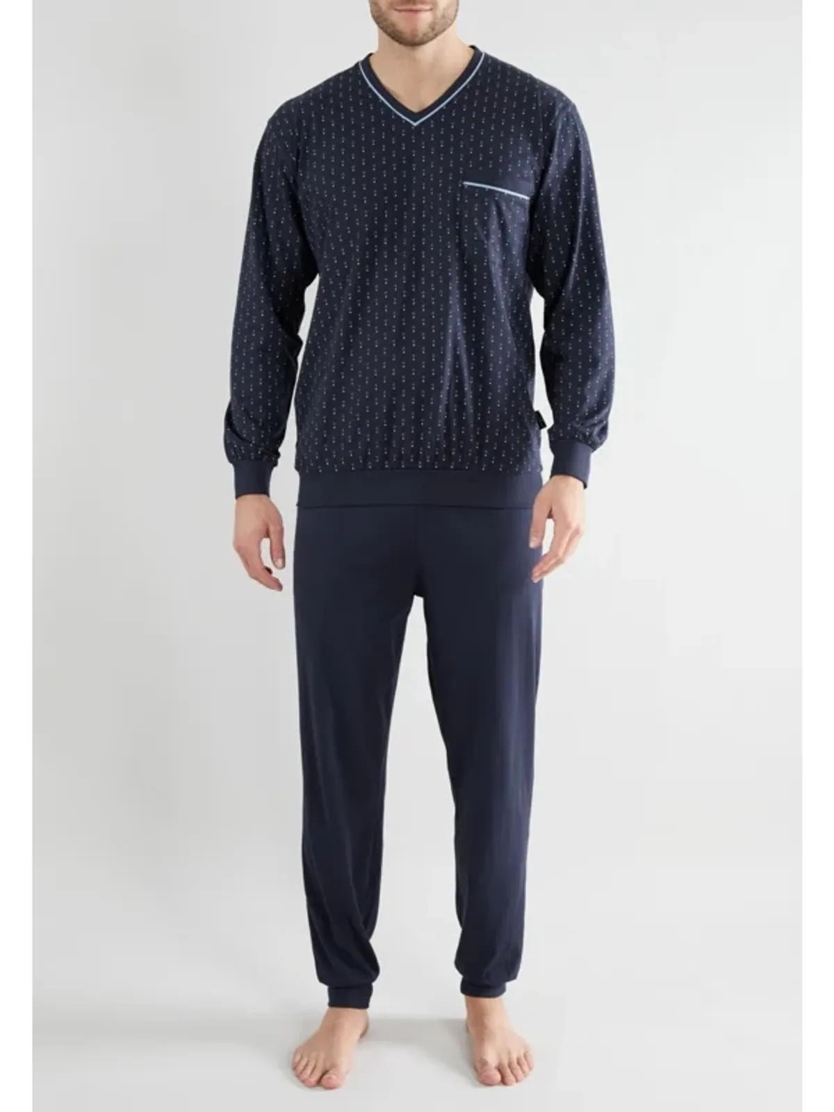Götzburg heren tricot pyjama V-hals afbeelding 4