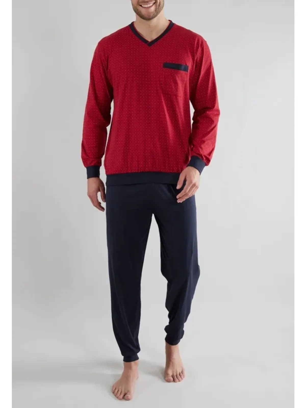 Götzburg heren tricot pyjama V-hals afbeelding 4