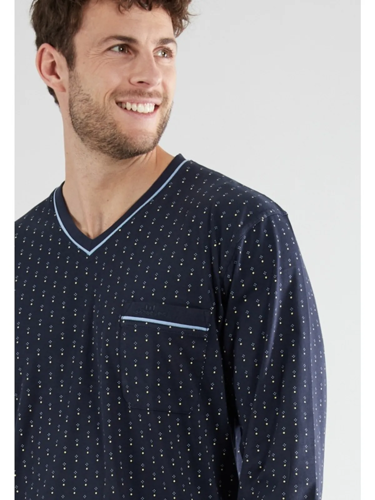 Götzburg heren tricot pyjama V-hals afbeelding 3