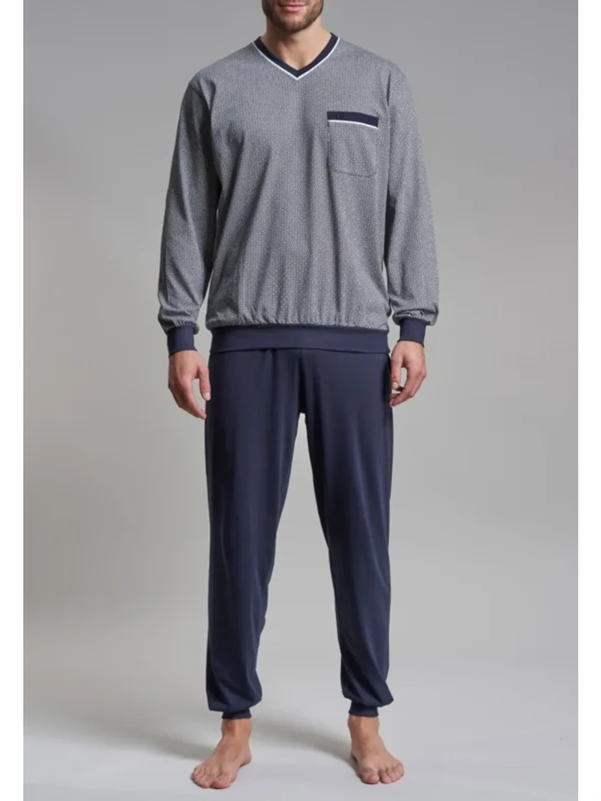 Götzburg heren tricot pyjama V-hals afbeelding 4